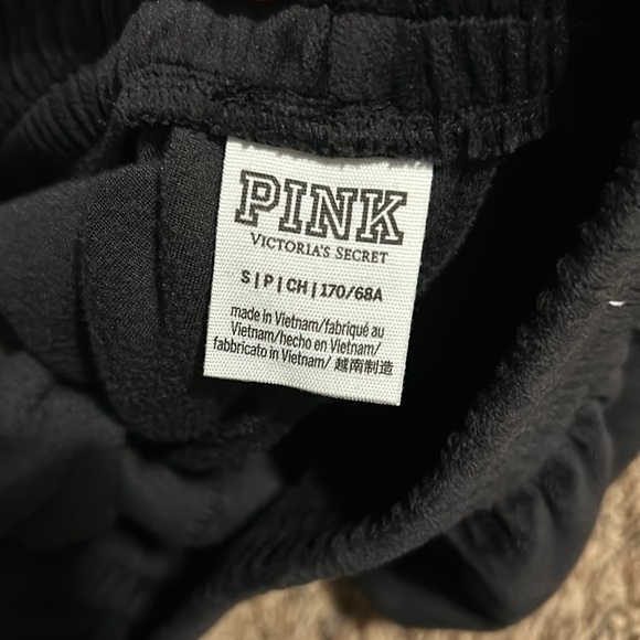 SOLD- PINK VS Black Velvet Sweatpants - Picture 3 of 3